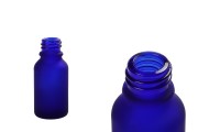 Γυάλινο μπουκαλάκι για αιθέρια έλαια 15 ml μπλε αμμοβολής με στόμιο PP18