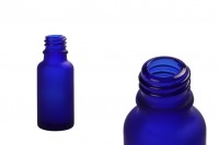 Bottiglietta in vetro per oli essenziali da 20 ml blu sabbiato con imboccautra PP18.