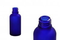 Bottiglietta in vetro per oli essenziali da 30 ml blu sabbiato con imboccautra PP18.