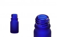 Bouteille bleu sablé en verre pour huiles essentielles de 5 ml, avec orifice PP18
