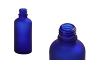 Γυάλινο μπουκαλάκι για αιθέρια έλαια 50 ml μπλε αμμοβολής με στόμιο PP18 