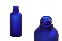 Flacon en verre bleu sablé pour huiles essentielles de 50 ml avec bec verseur PP18