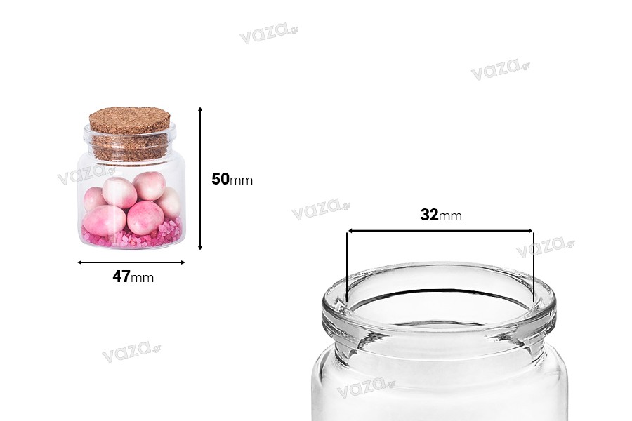 per decorazioni artistiche Confezione da 50 mini barattoli in vetro da 20 ml Lawei fai da te con tappo in sughero 