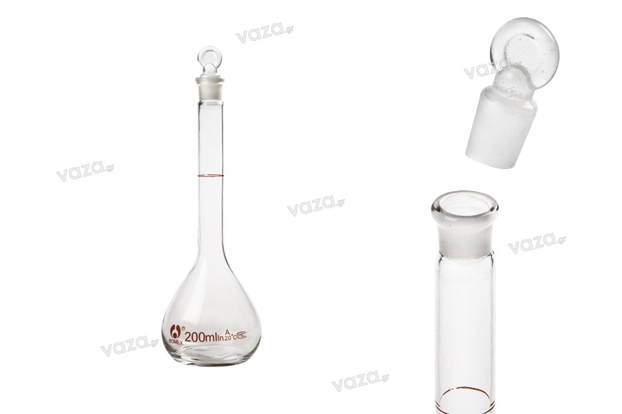 200ml measuring glass flask with glass stopper