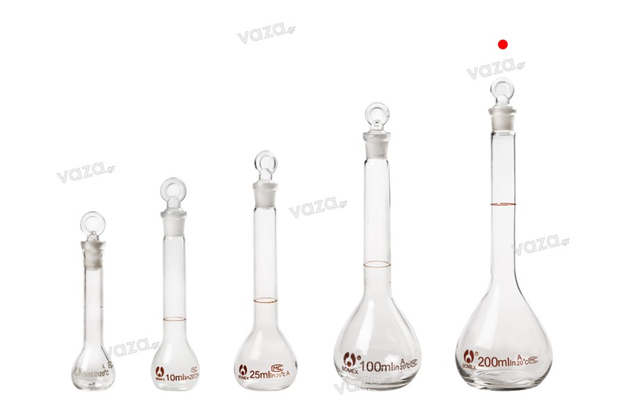 200ml measuring glass flask with glass stopper