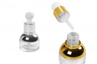 20ml stamp shape serum glass bottle with stylish press dropper cap