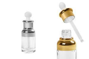 Flacon en verre de 30 ml avec compte-gouttes, vidange et couvercle