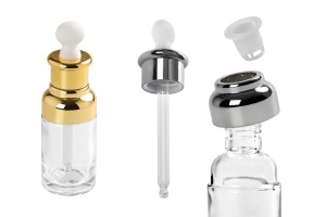Kosmetikflasche 50ml aus Glas  mit Pipette, Abfluss und Deckel-bildabmessungen