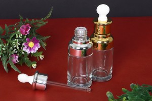 Kosmetikflasche 50ml aus Glas  mit Pipette, Abfluss und Deckel-bildgruppe