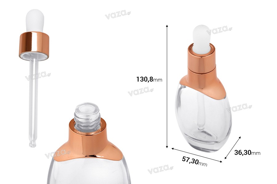 Bottle 40 ml glass with dropper, drain and cap