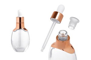 Flacon en verre de 40 ml avec compte-gouttes, vidange et couvercle