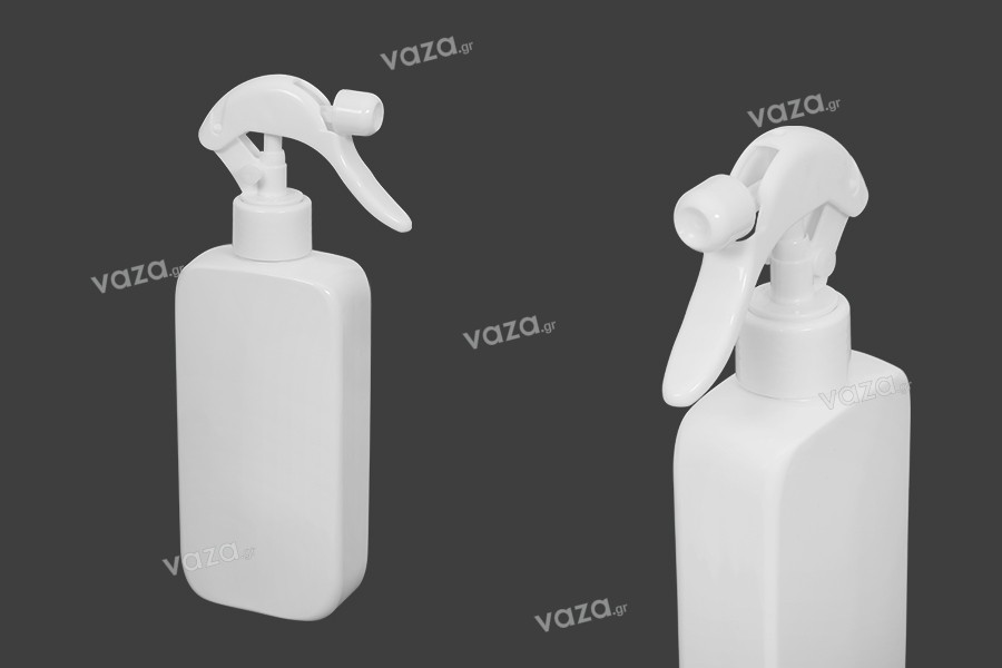 Bottiglia di plastica (PET) bianca da 300 ml con pompetta per spruzzo -12 pz