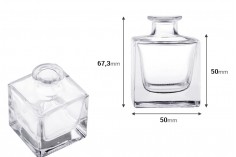 Bottiglietta quadrata di vetro da 60 ml con diametro di 15,5 cm per bevande.