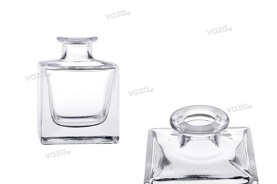 Bottiglietta quadrata di vetro da 60 ml con diametro di 15,5 cm per bevande.