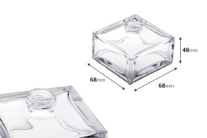 Viereckige Glasflasche 70 ml-bildabmessungen