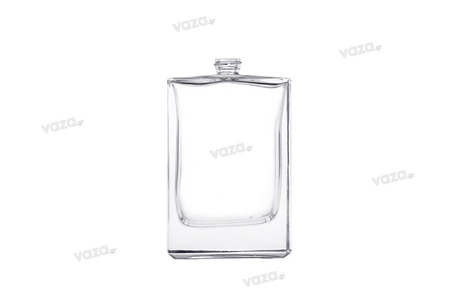 Rectangular 70ml glass perfume bottle with PP15 finish