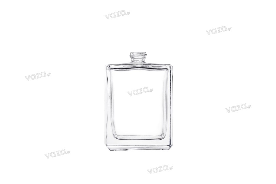 Rectangular 50ml glass perfume bottle with PP15 finish