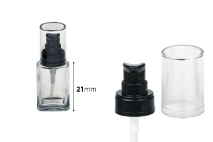 Cremespender aus Glas 30ml mit schwarzer Pumpe und transparentem Deckel-2