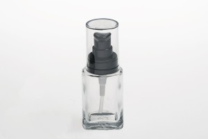 Cremespender aus Glas 30ml mit schwarzer Pumpe und transparentem Deckel-3