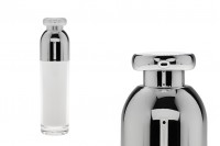 Flacon de luxe en acrylique airless de 100 ml (extérieur transparent et intérieur blanc) avec pompe à crème et capuchon de protection