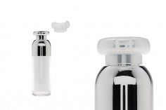 flacon de lux 30 ml acrilat Airless (transparent exterior și alb interior) cu pompă de cremă și capac