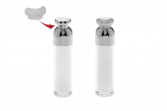 Flacon de luxe en acrylique airless de 50 ml (extérieur transparent et intérieur blanc) avec pompe à crème et capuchon de protection
