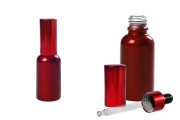 Μπουκαλάκι 30 ml γυάλινο σε κόκκινο χρώμα με σταγονόμετρο και καπάκι