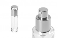100ml transparent glass bottle with silver dispenser pump and cap