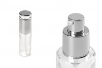 50ml transparent glass bottle with silver dispenser pump and cap