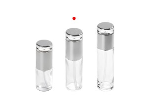 Flasche 50ml transparent mit silberner Pumpe und Deckel-bildgruppe