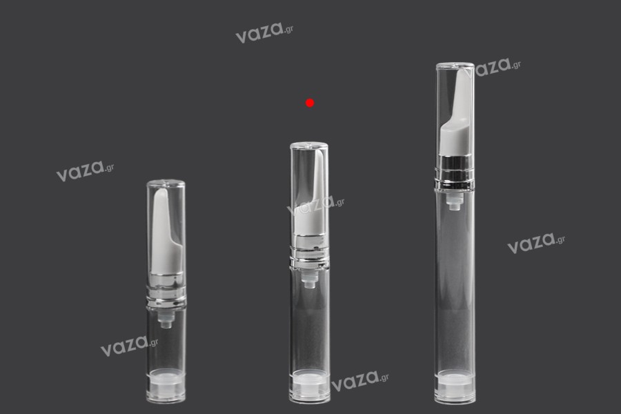 Transparent 10ml airless bottle for serums and creams with cap