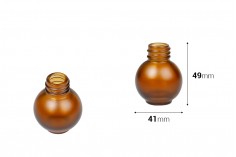 Bottiglia sferica in vetro da 20 ml, di colore ambra sabbiata.