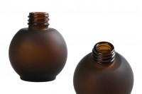 Bottiglia sferica in vetro da 30 ml, di colore ambra sabbiata.