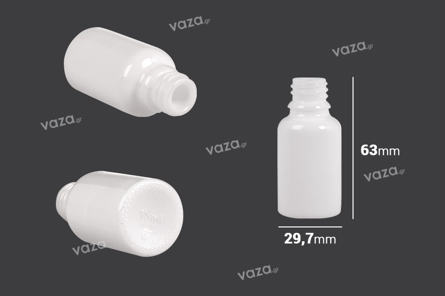 White 15ml glass bottle for essential oils with PP18 finish