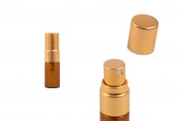 2ml amber glass perfume atomizer with shiny gold aluminum spray pump - available in a package with 6 pcs