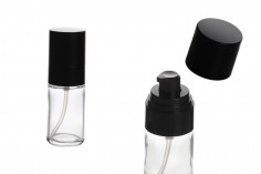 30ml glass bottle with black spray pump and cap with PP18 finish