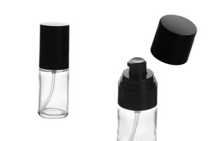 30ml Glasflasche mit schwarzer Cremepumpe und Verschluss (PP18)