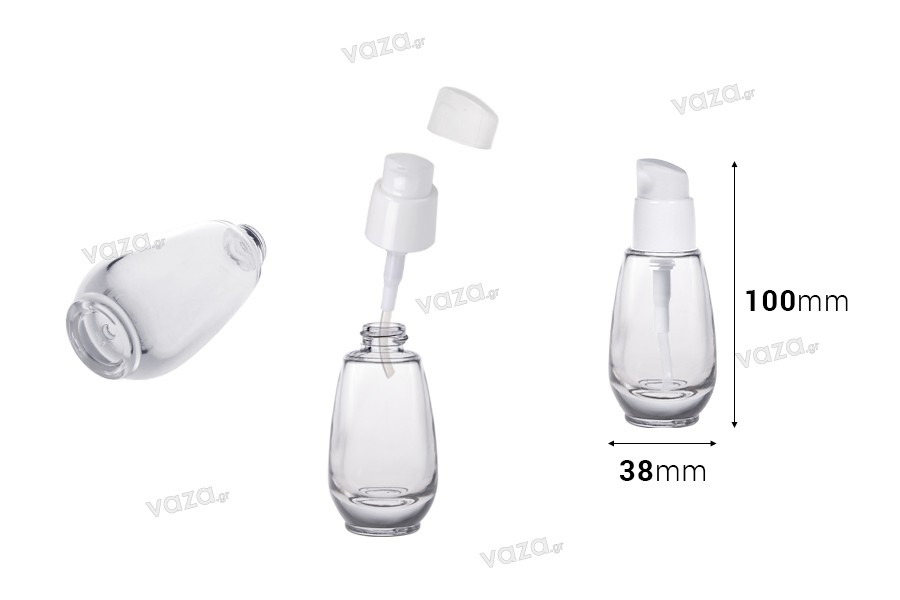Flacon en verre de 30 ml avec pompe en plastique (PP18)