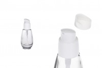 30ml glass cream bottle with plastic dispenser pump with PP18 finish
