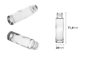 Flacon en verre cylindrique 10 ml PP16 de couleur transparente-εικόνα_διαστάσεις