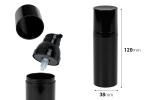 Airless-Flasche 50ml (PET) mit Cremepumpe in schwarzer Farbe - 12 Stk-εικόνα_διαστάσεις
