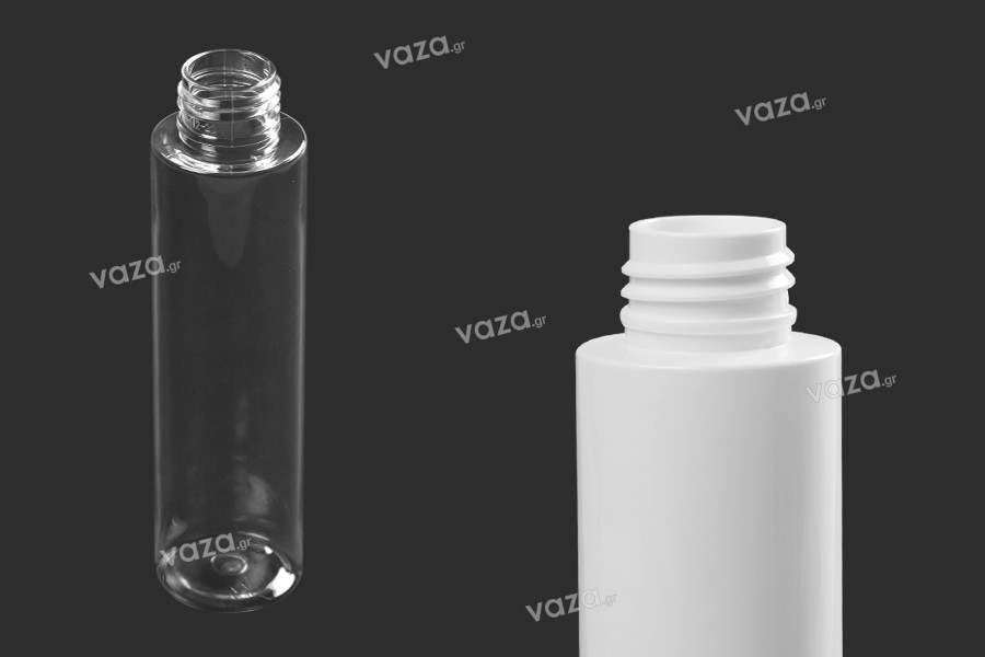 100 ml PET-Flasche in weißer oder transparenter Farbe (PP24)
