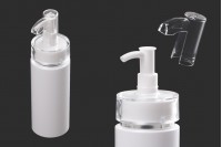 120ml white PET bottle with dispenser pump, PP24 finish and cap