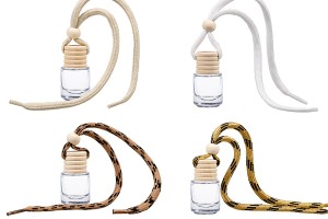 Flacon cylindrique pour désodorisant de voiture de 4 ml avec couvercle en bois - en packs de 25 pièces-6