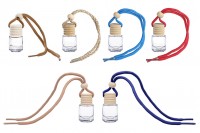 Car perfume bottle 4 ml cylindrical with wooden lid and cap - 25 pcs
