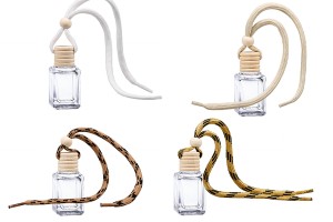 Flacon pour parfum de voiture 4 ml carré avec couvercle et bouchon en bois - 25 pcs-εικόνα_σύνθεση