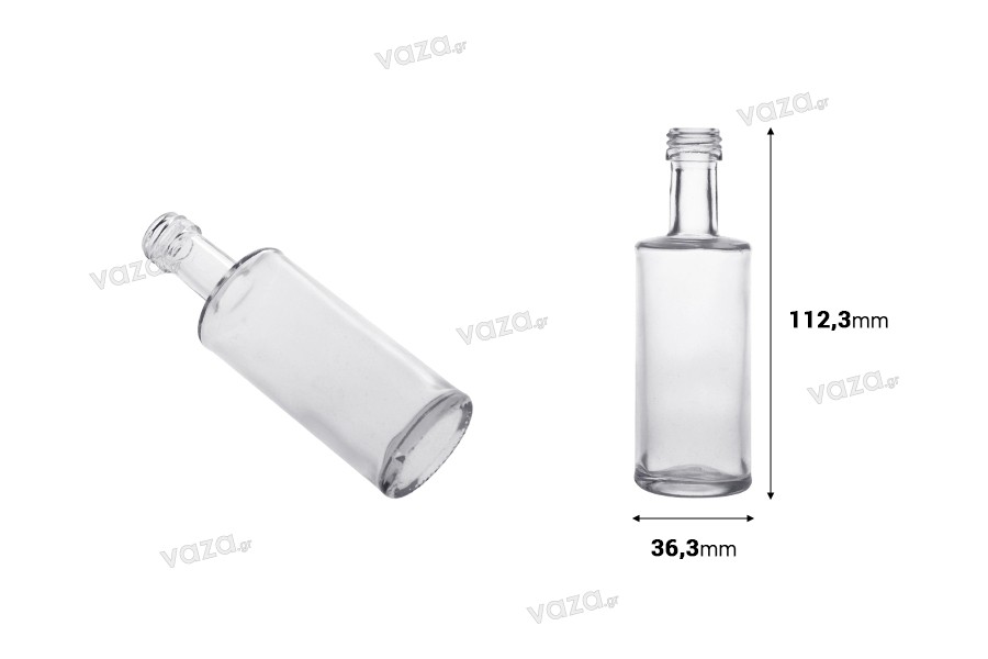 Clear glass bottle 50 ml (PP 18)