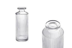 Flacon décoratif en verre rayé 150 ml pour diffuseur à roseaux-1