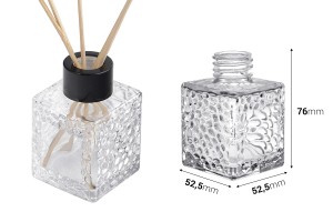 100 ml quadratische Glasflasche (PP 28) mit geprägtem Design für Lufterfrischer-2