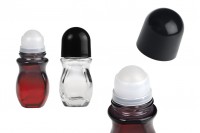 Glass bottle roll on 30 ml with black plastic cap - 6 pcs